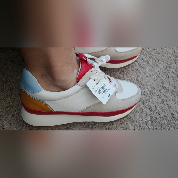 Women's White, Red And Gold Sneakers - Picture 3 of 5